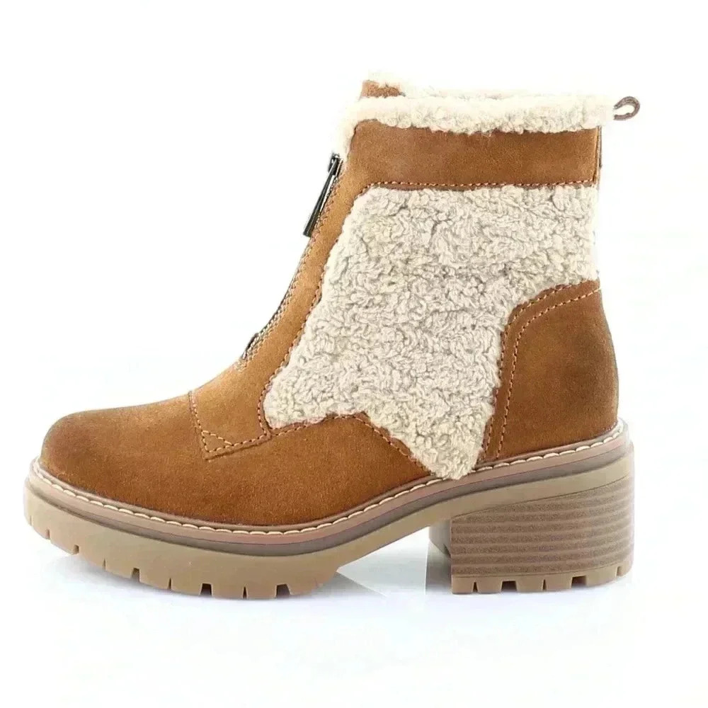 Women's Tan Shearling Ankle Boots - Picture 9 of 11